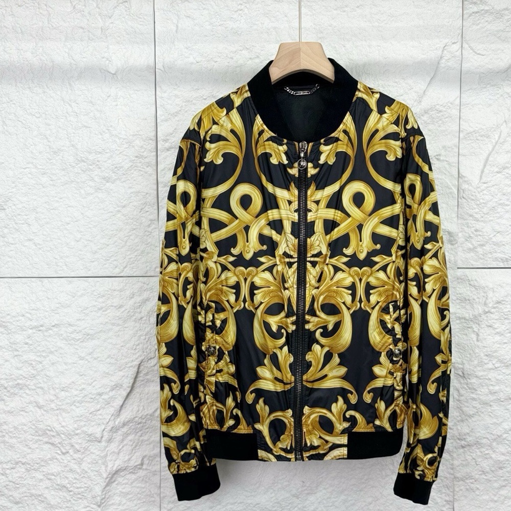Authentic Versace Black and Gold Bomber Jacket